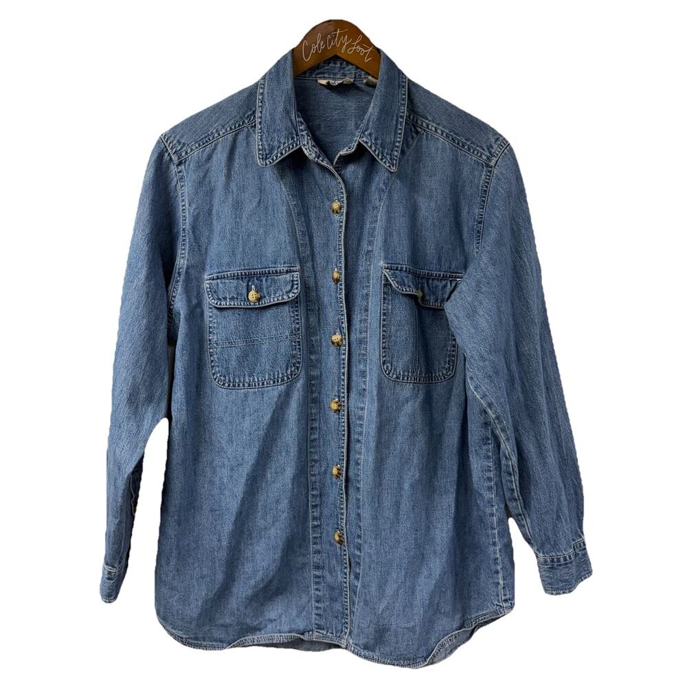 Blue Jean Shirt Long Sleeve Vintage Denim Pasta Medium 100% Cotton